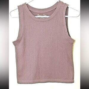 Pink Ribbed Fitted Sleeveless Tank Top